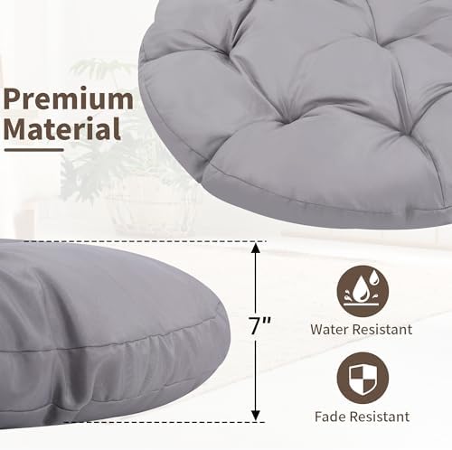 "Ergonomic Wicker Papasan Chair - 360° Swivel Indoor Outdoor Rattan Chair with Soft Thick Cushion - Ideal for Living Roo