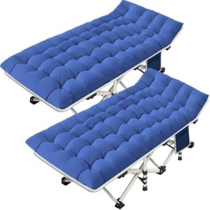 Camping Cot 2 Pack with Comfortable Mattress | Heavy Duty Folding Bed for Adults & Kids | Ideal for Indoor/Outdoor Use |