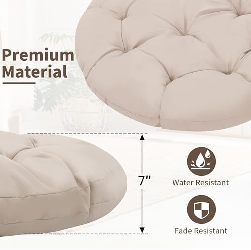 "Ergonomic Wicker Papasan Chair - 360° Swivel Indoor Outdoor Rattan Chair with Soft Thick Cushion - Ideal for Living Roo
