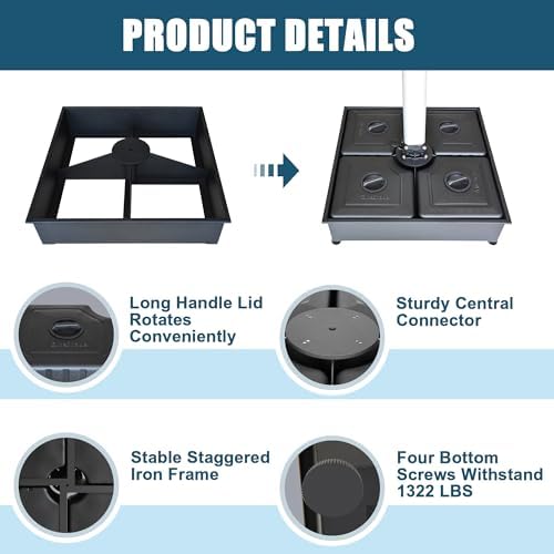 EliteShade Heavy Duty Umbrella Base for Market Patio - Water Filled Stand for Outdoor Use - Durable Black Holder