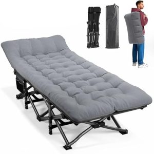 ATORPOK Camping Cot for Adults - Comfortable Portable Folding Bed with Cushion Supports 450 lbs - Ideal for Outdoor Slee