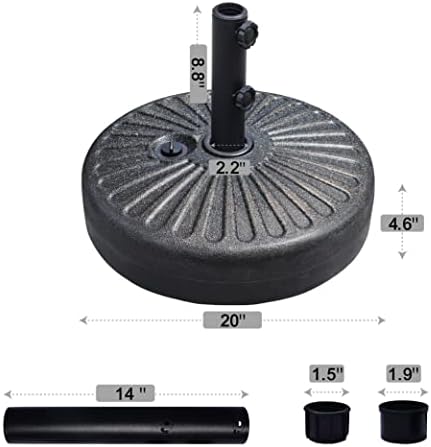 EliteShade Heavy Duty Umbrella Base for Market Patio - Water Filled Stand for Outdoor Use - Durable Black Holder