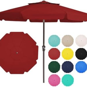 JEAREY 9' Outdoor Market Umbrella | 2-Tier Design | Push Button Tilt & Crank | UV Protection & Waterproof | Sturdy 8-Rib