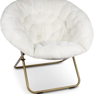 Milliard Faux Fur Saucer Chair for Adults, Teens & Kids, XL Folding Moon Style for Bedroom & Gaming, Comfy Accent Seat f
