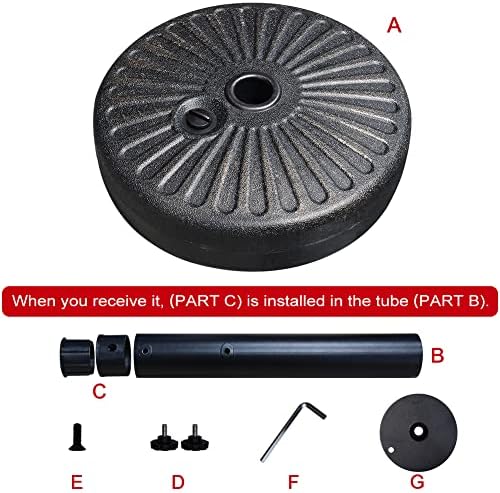 EliteShade Heavy Duty Umbrella Base for Market Patio - Water Filled Stand for Outdoor Use - Durable Black Holder