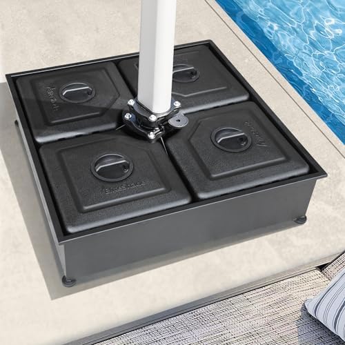 EliteShade Heavy Duty Umbrella Base for Market Patio - Water Filled Stand for Outdoor Use - Durable Black Holder